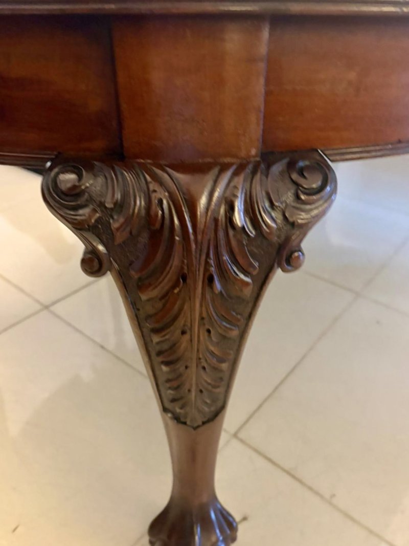 Antique Quality Victorian 10 Seater Figured Mahogany Extending Dining Table with Carved Claw and Ball Legs - Image 10